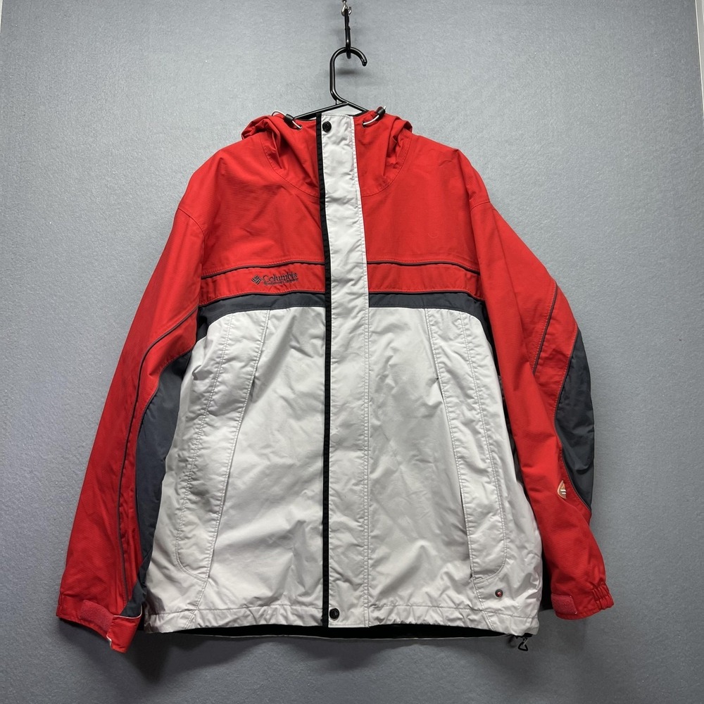 Columbia Jacket Mens Large Red Gray Omni-Shield Interchange Hooded Ski Snow